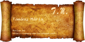 Tamásy Mária névjegykártya
